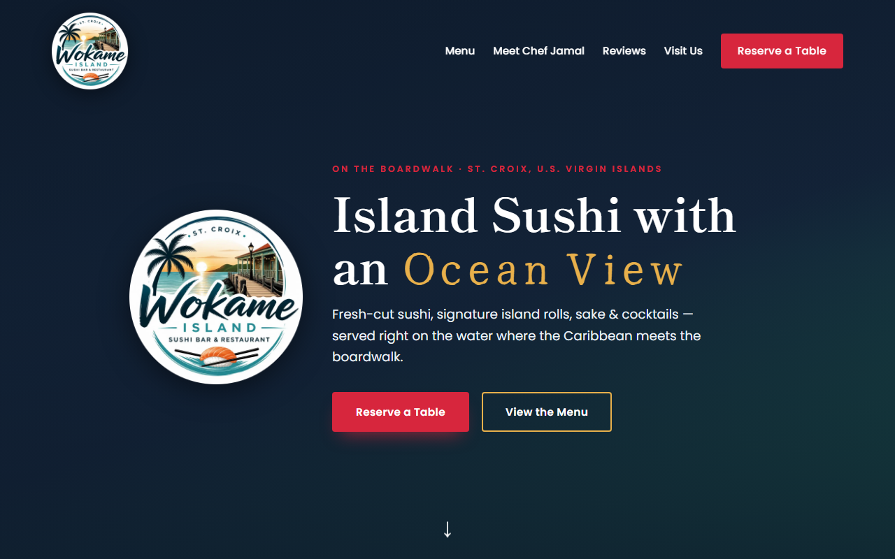 Wokame Island Sushi website
